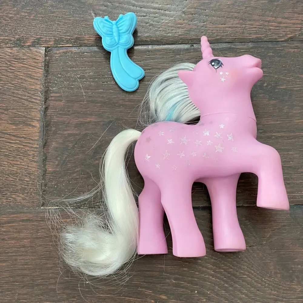 My Little Pony Milky Way w/ Brush G1 MLP Pink Unicorn w/ Stars Vintage 1987 Toy